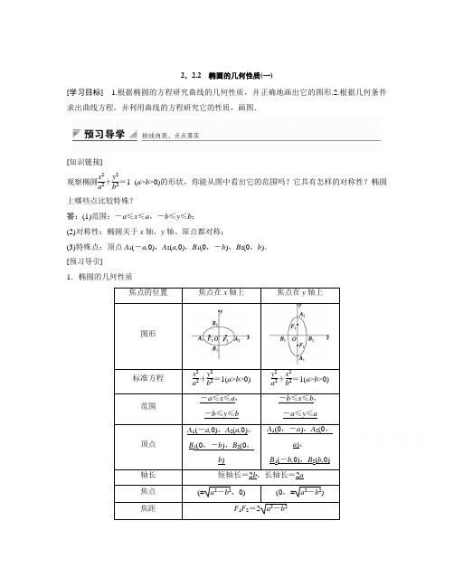 高中数学苏教版选修2-1第2章《圆锥曲线与方程》(2.2(一))word学案