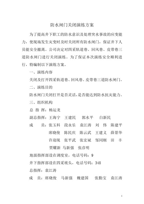 防水闸门关闭演练方案