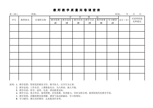 教师教学质量问卷调查表