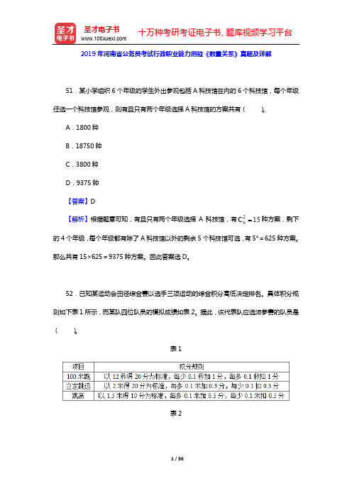 2014、2015、2016、2019年河南省公务员考试行政职业能力测验《数量关系》真题及详解【圣才