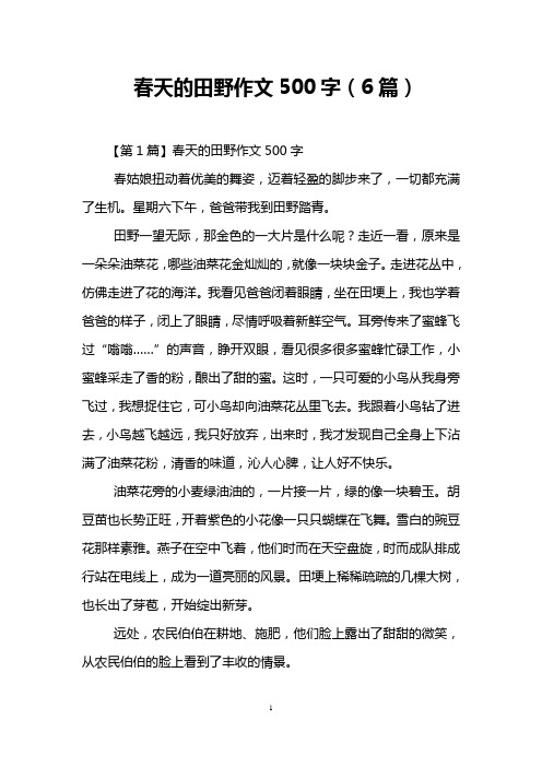 春天的田野作文500字(6篇)