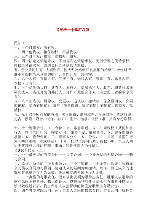 民法超强记忆口诀