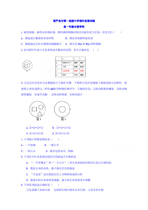 辽宁省葫芦岛一中2017-2018学年高一下学期课外拓展训
