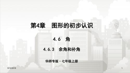 华师版七年级初一数学上册 4.6角 4.6.3余角和补角