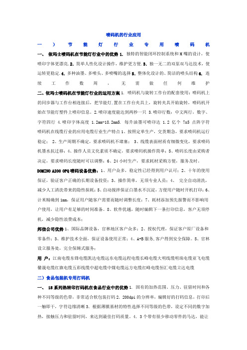 喷码机的行业应用