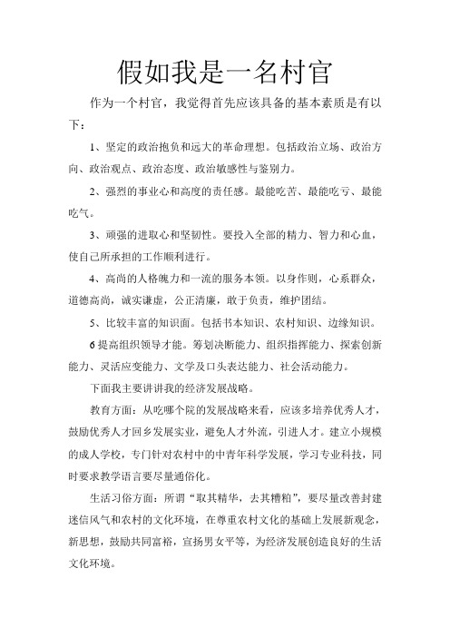 假如我是一名村官