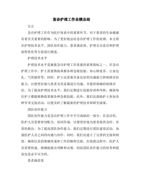 急诊护理工作业绩总结