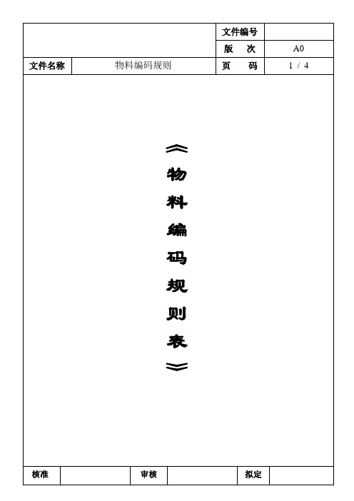 物料编码规则示例