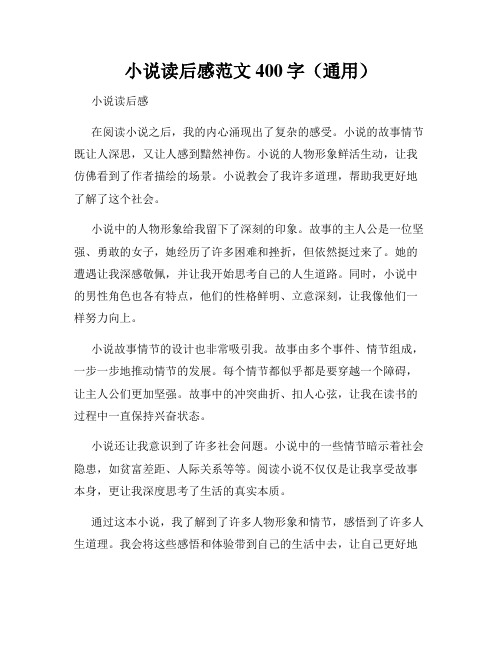 小说读后感范文400字(通用)
