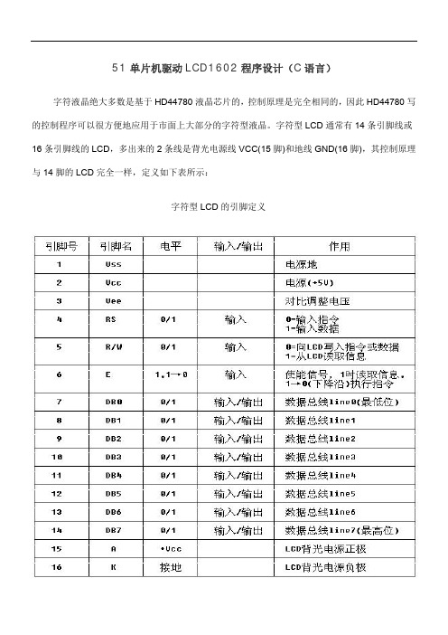 51单片机驱动LCD1602程序设计(C语言)