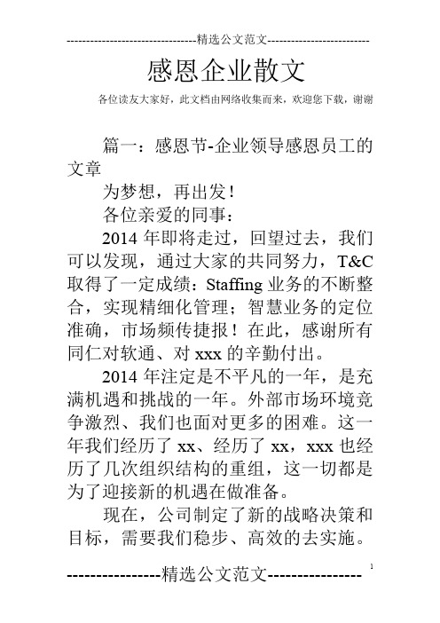 感恩企业散文