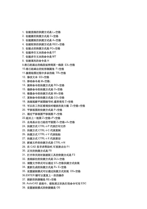 2008CAD快捷键