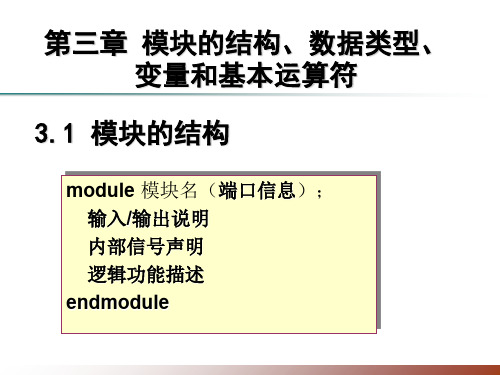 verilog模块的结构、数据类型、变量和基本运算符