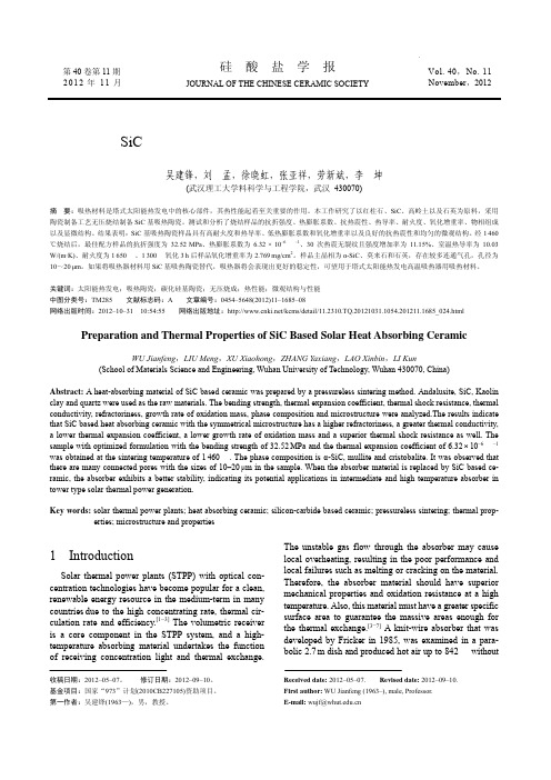 SiC基太阳能热发电吸热陶瓷制备及热性能分析