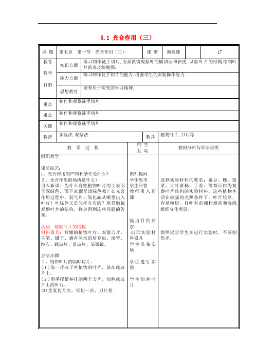 北师大初中生物七上《光合作用》教案_8