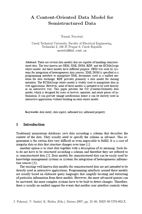 A Content-Oriented A Content-Oriented Data Model for Semistructured for Semistructured Data