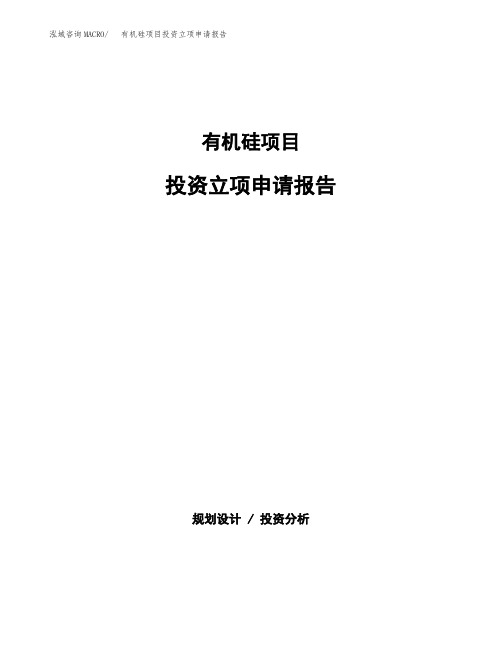 有机硅项目投资立项申请报告(立项申请范本)