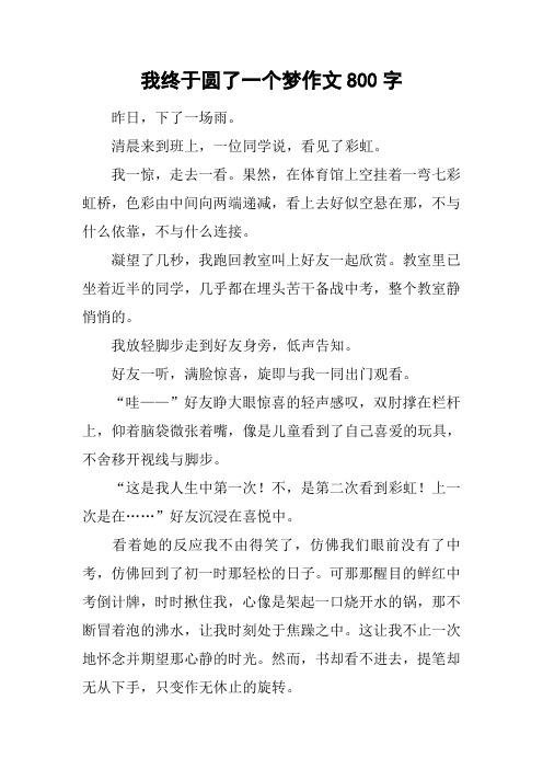 我终于圆了一个梦作文800字