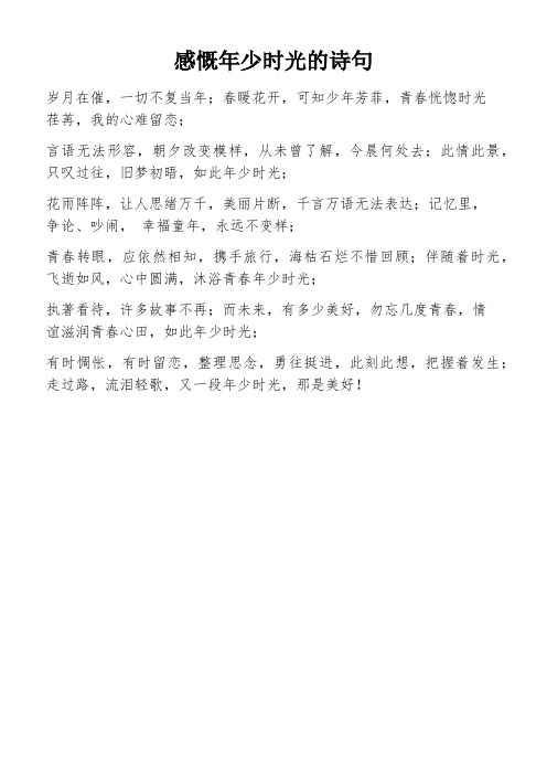 感慨年少时光的诗句