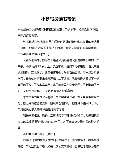 小抄写员读书笔记