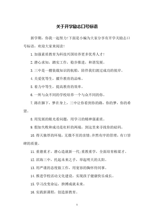关于开学励志口号标语