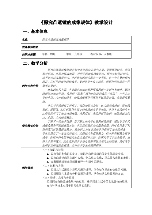 探究凸透镜的成像规律分析