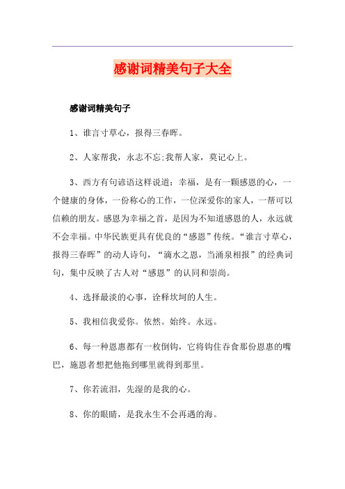 感谢词精美句子大全