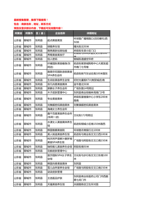 新版山东省聊城市东阿县美容院企业公司商家户名录单联系方式地址大全87家