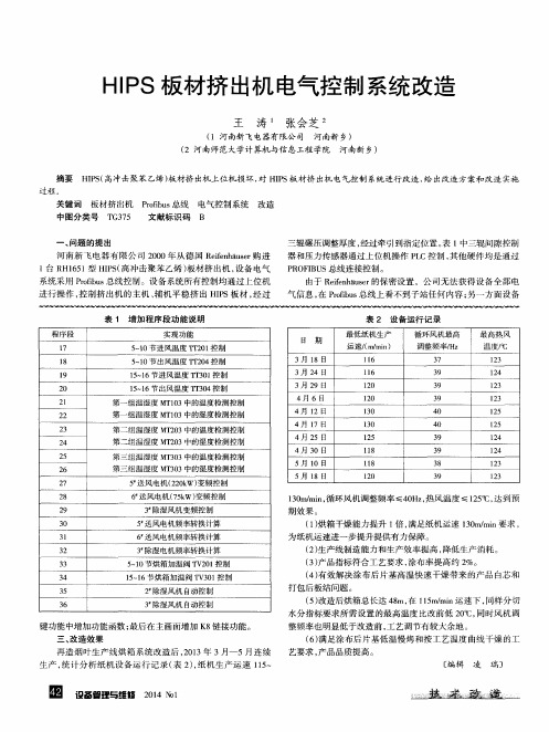 HIPS板材挤出机电气控制系统改造