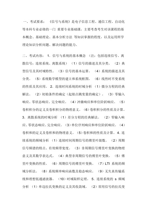 2020中国石油大学(华东)信号与系统考研初试考试大纲