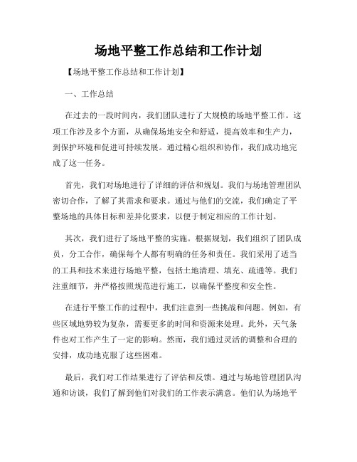 场地平整工作总结和工作计划