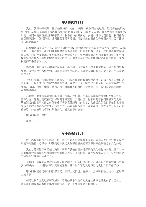 年少的我们作文

