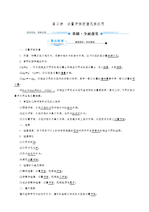 全国通用 2020版高考物理一轮复习：第6章 第2讲 动量守恒定律及其应用