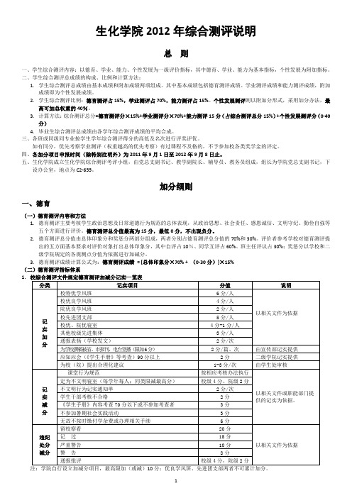 综合测评加分细则