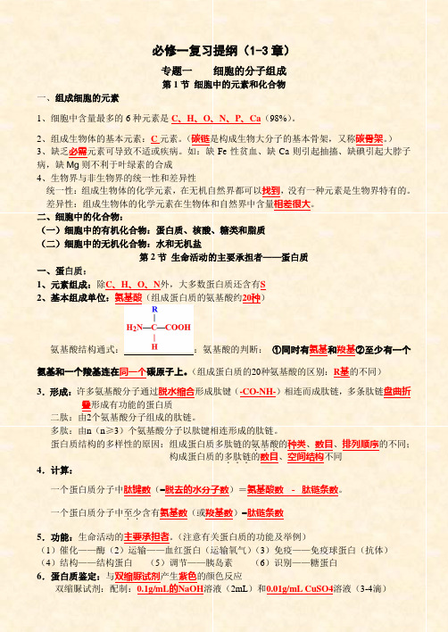 高一生物必修一复习提纲13章