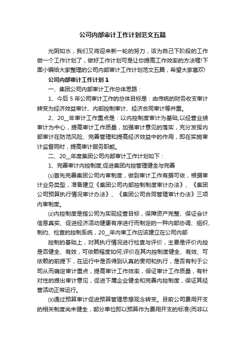 公司内部审计工作计划范文五篇