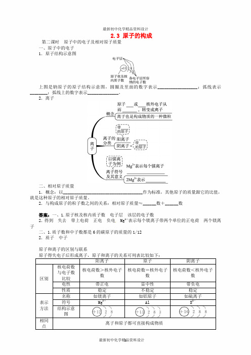 九年级化学上册 2.3 原子的构成(第2课时)复习 (新版)鲁教版