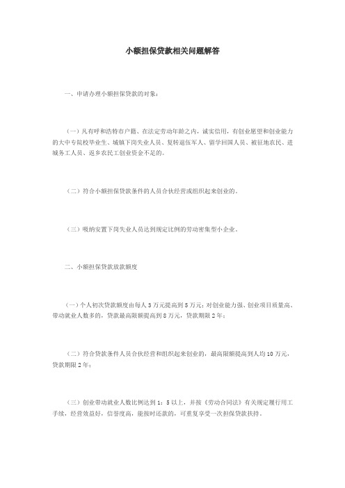 小额担保相关问题