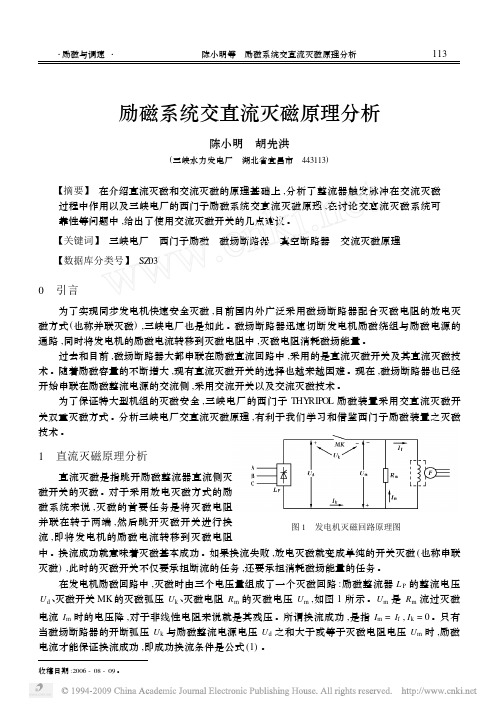 励磁系统交直流灭磁原理分析★★★★