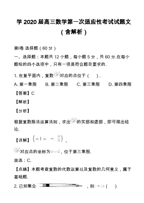 学2020届高三数学第一次适应性考试试题文(含解析)