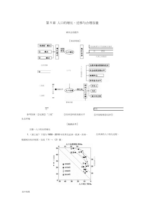 高中地理第一章人口的增长迁移与合理容量章末总结提升1学案中图版必修24