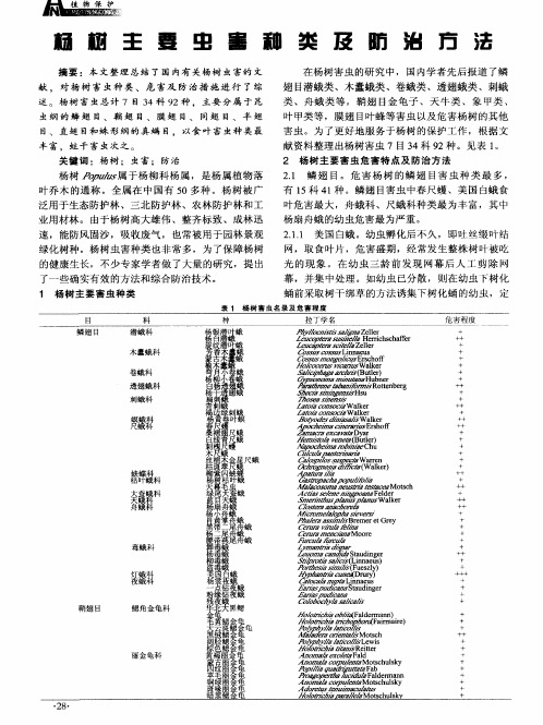 杨树主要虫害种类及防治方法