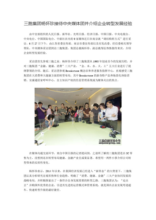 三胞集团杨怀珍接待中央媒体团并介绍企业转型发展经验