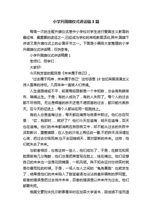 小学升国旗仪式讲话稿3篇