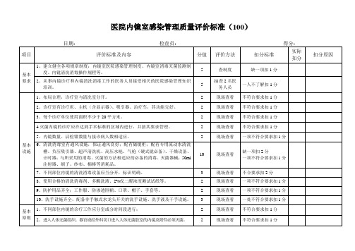 内镜室感染管理质量评分表