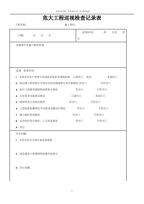 危大工程巡视检查记录表