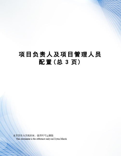 项目负责人及项目管理人员配置