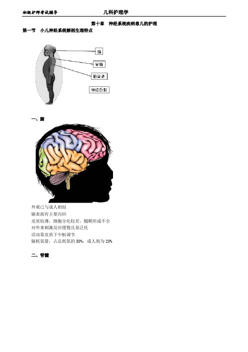 初级护师-儿科护理学 讲义 第10章 神经系统疾病患儿的护理