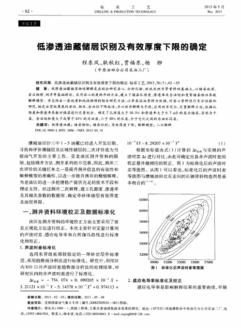 低渗透油藏储层识别及有效厚度下限的确定
