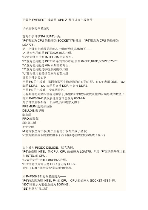 华硕主板的命名